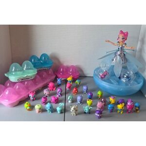 Hatchimals Pixies Crystal Flyer Doll and CollEGGtibles Lot Playsets Bundle